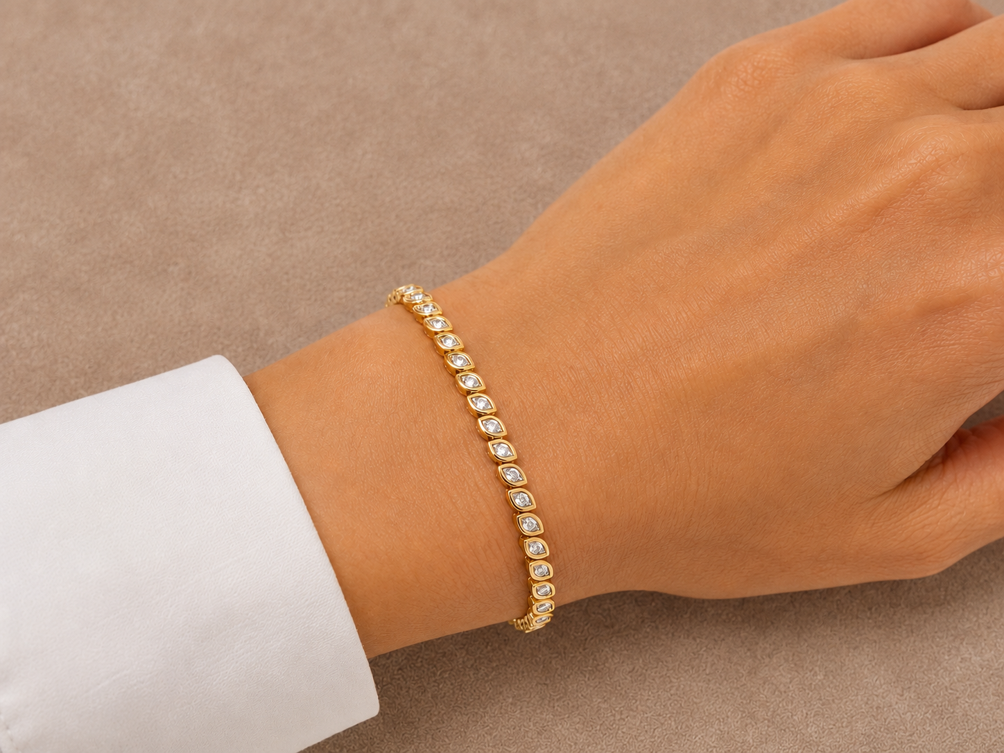 Natural Diamond Marquise Cut Bezel Set Tennis Bracelet BRAC10117~ 3.95 carats 18K Yellow Gold
