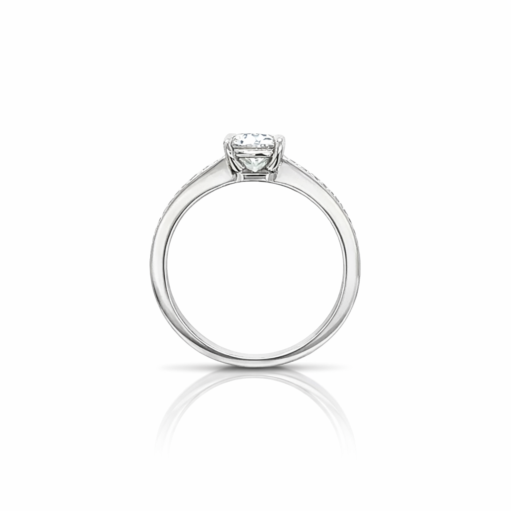 "ENGR02626" 0.98 Carat Cushion Cut Diamond Engagement Ring With Invisible Set Pavé
