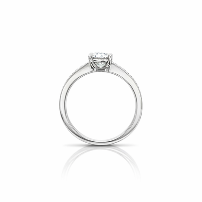 "ENGR02626" 0.98 Carat Cushion Cut Diamond Engagement Ring With Invisible Set Pavé