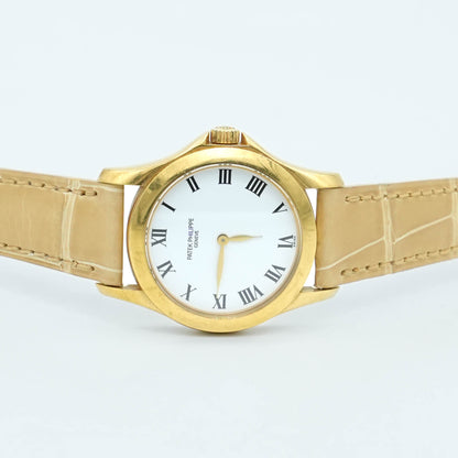 PATEK PHILIPPE 18K Yellow Gold 28mm Calatrava 4905J ladies manual winding