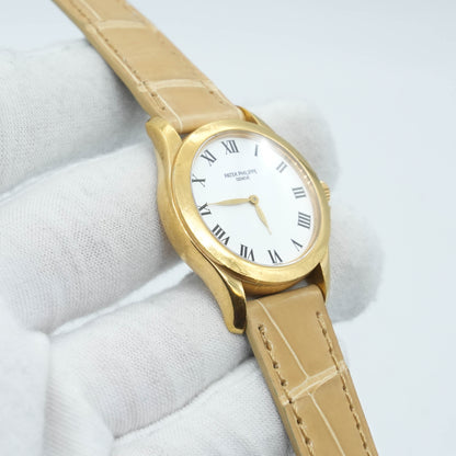 PATEK PHILIPPE 18K Yellow Gold 28mm Calatrava 4905J ladies manual winding