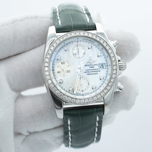 Breitling Chronomat 38mm Steel MOP Diamond Dial A1331053/A776"