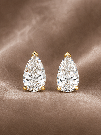 Lab Grown Diamond pear Cut Studs EARR10322~ 4.16 carats
