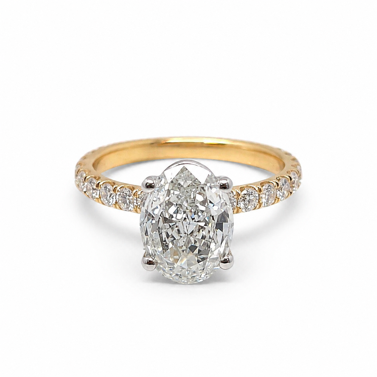 2.70 Total Carat Oval Pave-Set Engagement Ring H SI1