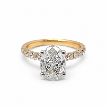 2.70 Total Carat Oval Pave-Set Engagement Ring H SI1