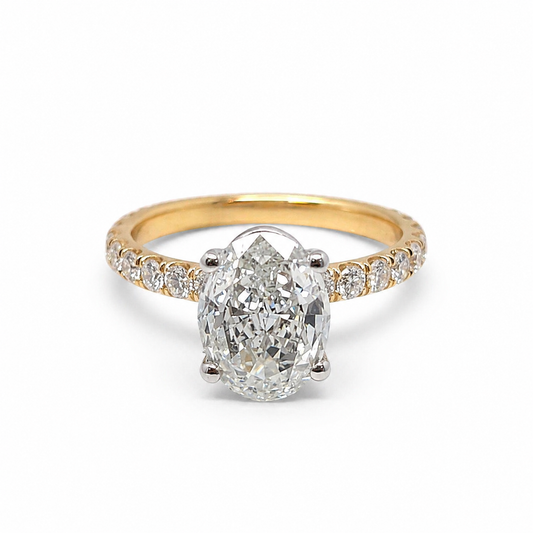 2.70 Total Carat Oval Pave-Set Engagement Ring H SI1