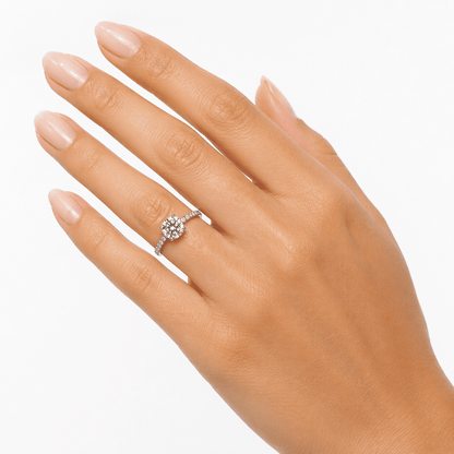 "ENGR03193" 0.40 Carat GIA Round Diamond Hidden Halo Engagement Ring