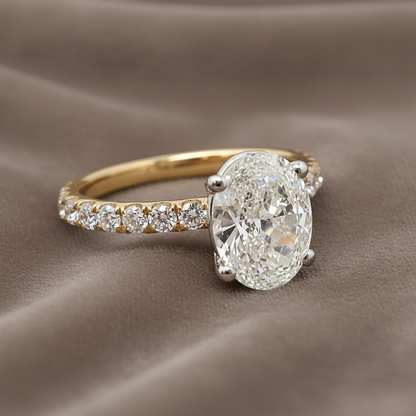 2.70 Total Carat Oval Pave-Set Engagement Ring H SI1