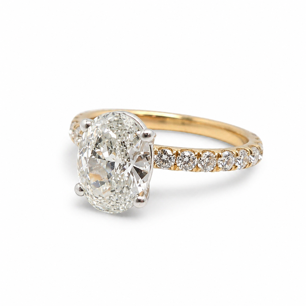 2.70 Total Carat Oval Pave-Set Engagement Ring H SI1