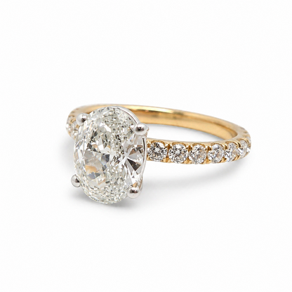 2.70 Total Carat Oval Pave-Set Engagement Ring H SI1
