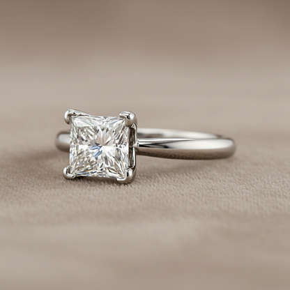 "ENGR02600" 0.86 Carat Princess Cut Diamond Solitaire Style Engagement Ring in Platinum