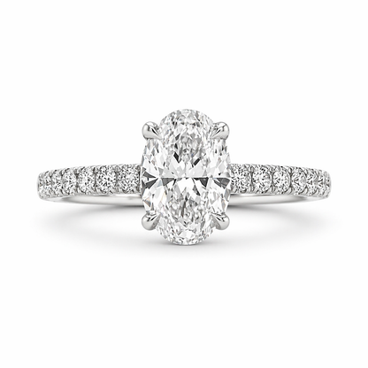 "ENGR03101" 1.01 Carat Oval Shaped Hidden Halo Engagement Ring with MicroPavé