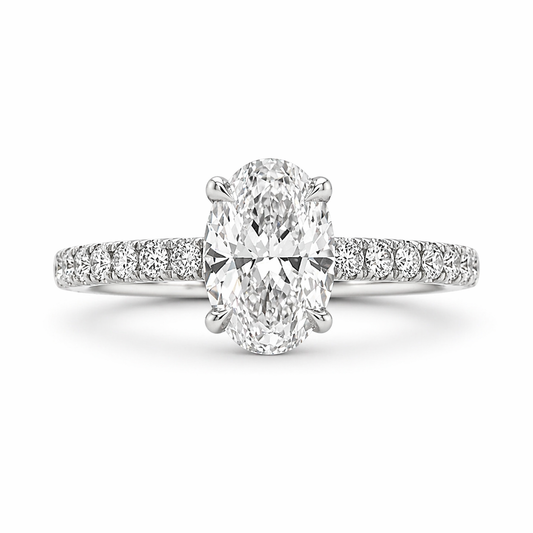 "ENGR03101" 1.01 Carat Oval Shaped Hidden Halo Engagement Ring with MicroPavé