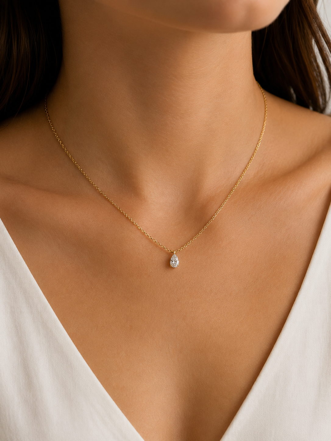 Lab Grown Diamond NECK1030~ Solitaire pear cut