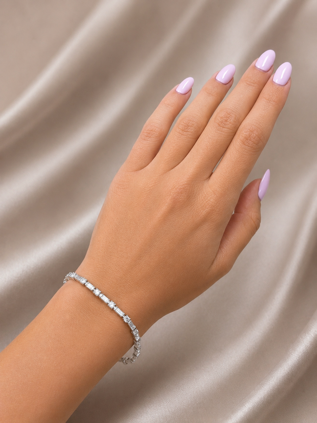 Natural Diamond Round & Baguette Cut Tennis Bracelet BRAC10036~ 3.52 carats Platinum