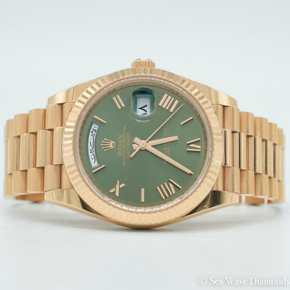 Rolex Day-Date 228235 40mm Green Arabic Calendar (Very Rare) Dial Rose Gold