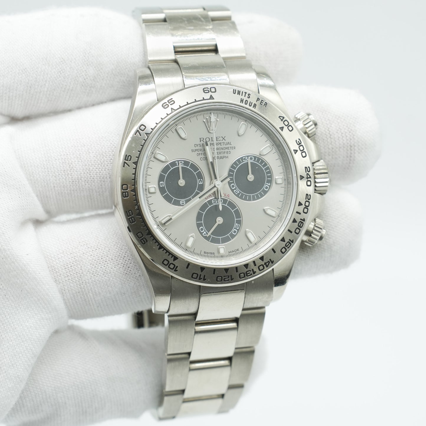 Rolex Cosmograph Daytona 40mm White Gold Silver Dial 116509