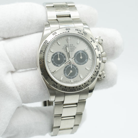 Rolex Cosmograph Daytona 40mm White Gold Silver Dial 116509