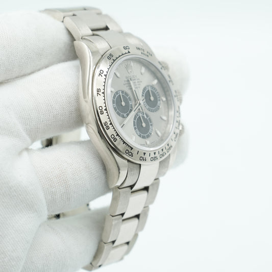 Rolex Cosmograph Daytona 40mm White Gold Silver Dial 116509