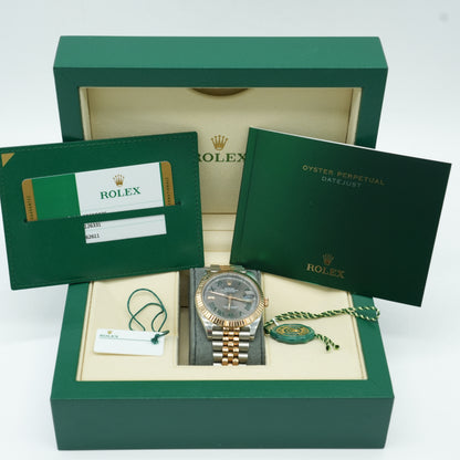 Rolex Datejust 41mm Wimbledon Dial 126333 Two Tone Yellow Gold/Steel