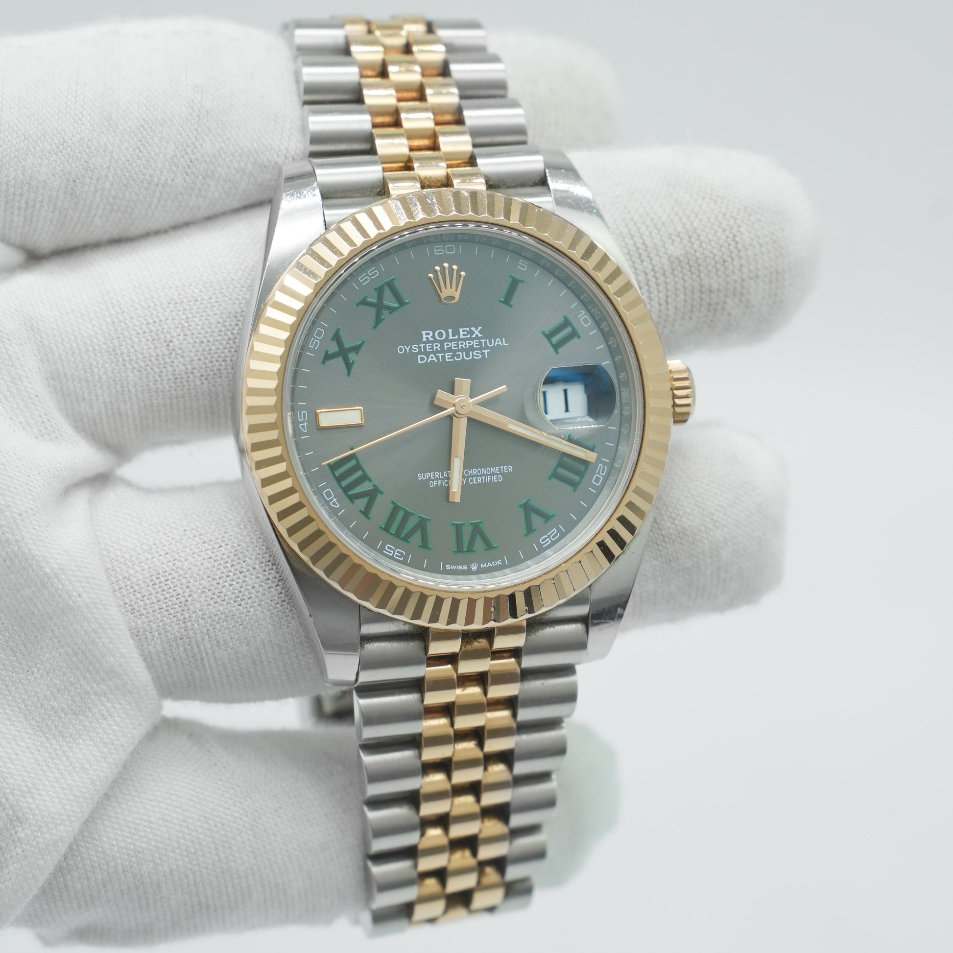 Rolex Datejust 41mm Wimbledon Dial 126333 Two Tone Yellow Gold/Steel
