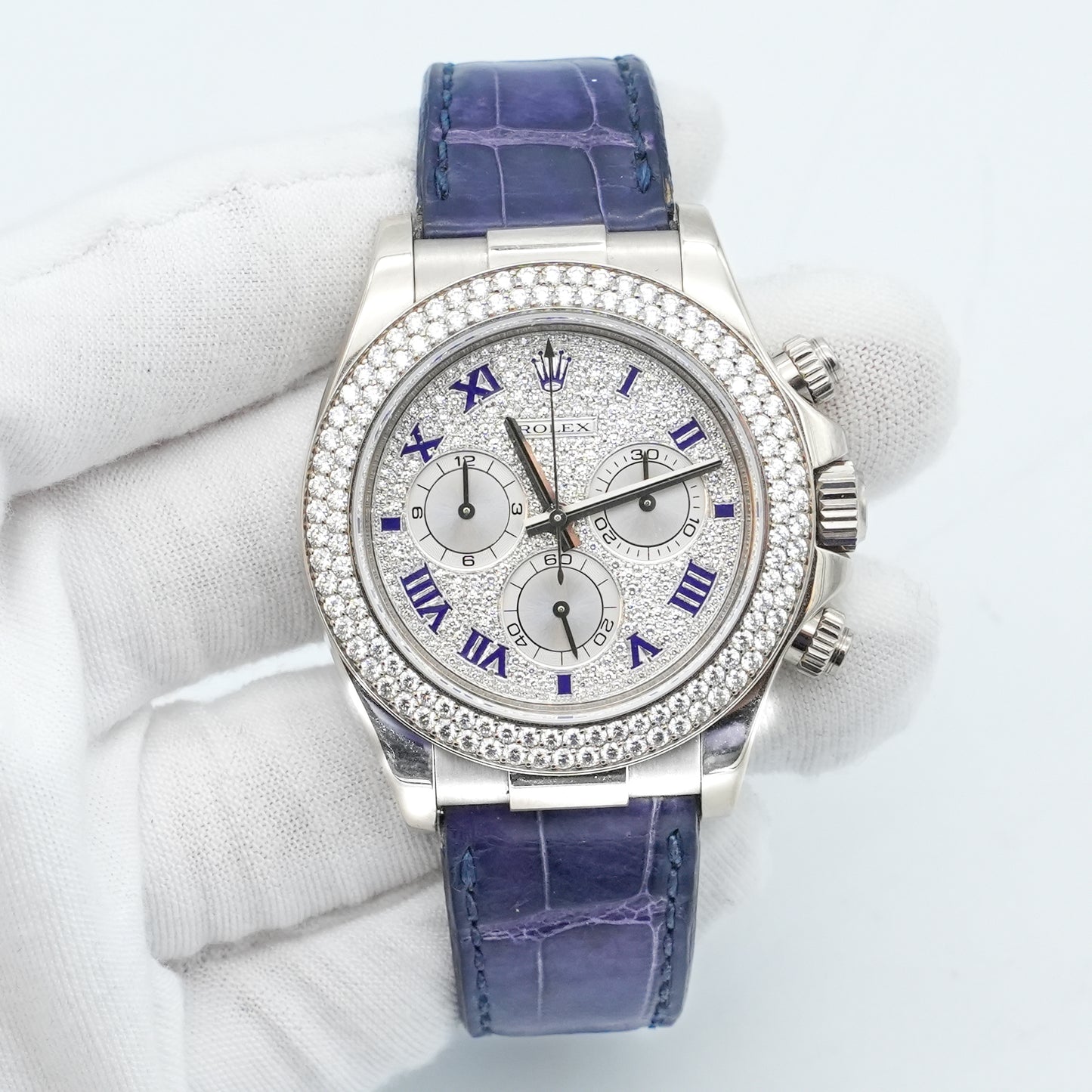 Rolex Daytona Cosmograph 40mm 18k White Gold Watch Factory Diamond 116589RBR
