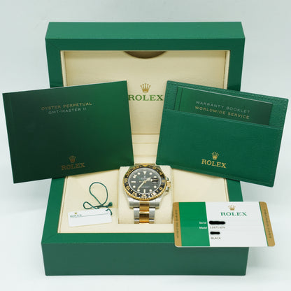 Rolex GMT-Master II Gold & Steel 116713LN Oyster Bracelet Black Dial 40mm