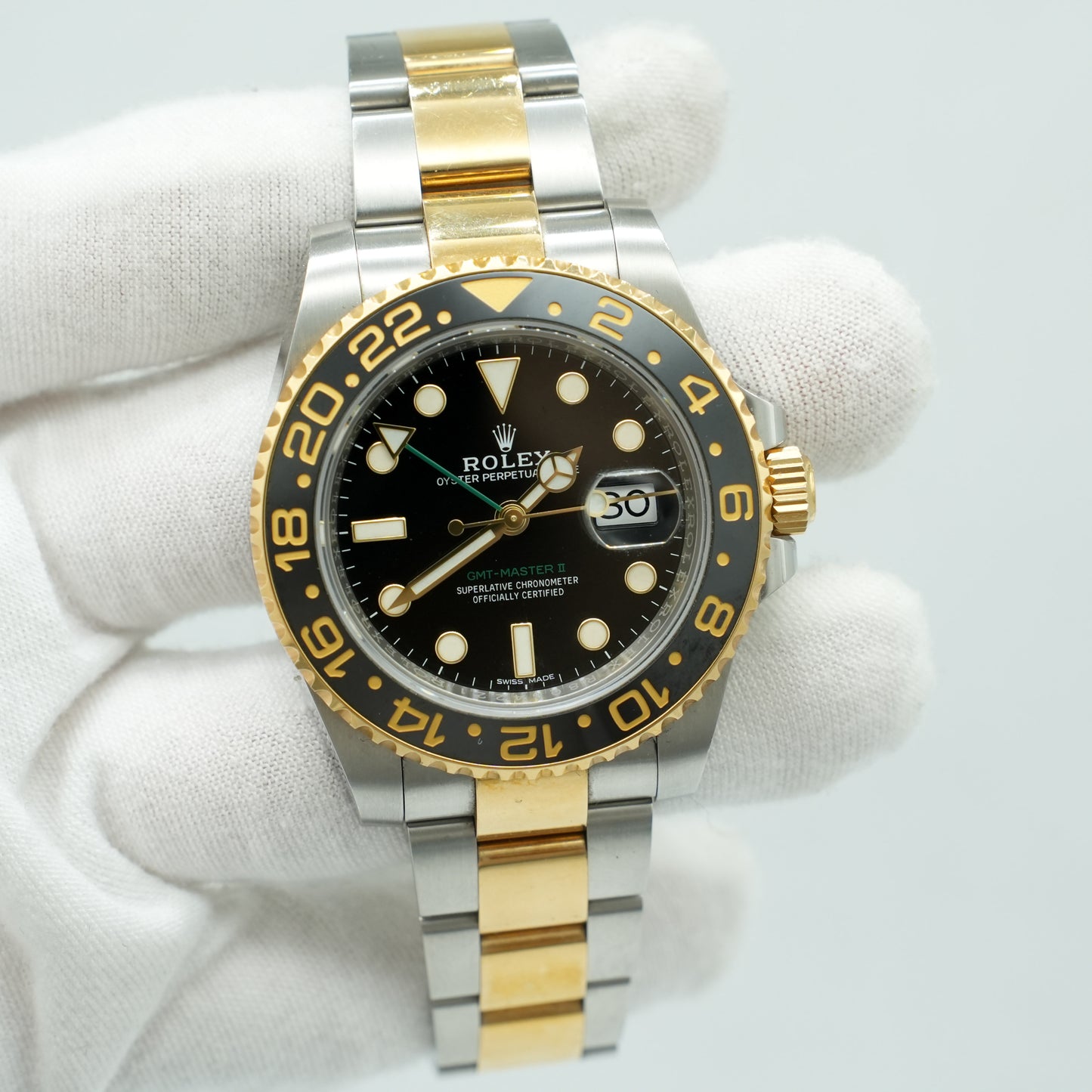 Rolex GMT-Master II Gold & Steel 116713LN Oyster Bracelet Black Dial 40mm