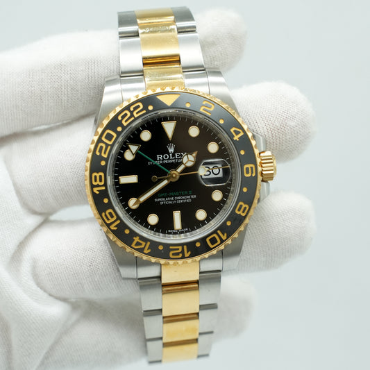 Rolex GMT-Master II Gold & Steel 116713LN Oyster Bracelet Black Dial 40mm