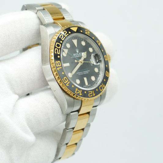 Rolex GMT-Master II Gold & Steel 116713LN Oyster Bracelet Black Dial 40mm