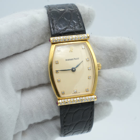 Audemars Piguet Carnegie 14941 diamond bezel ladies watch 18kt yellow gold