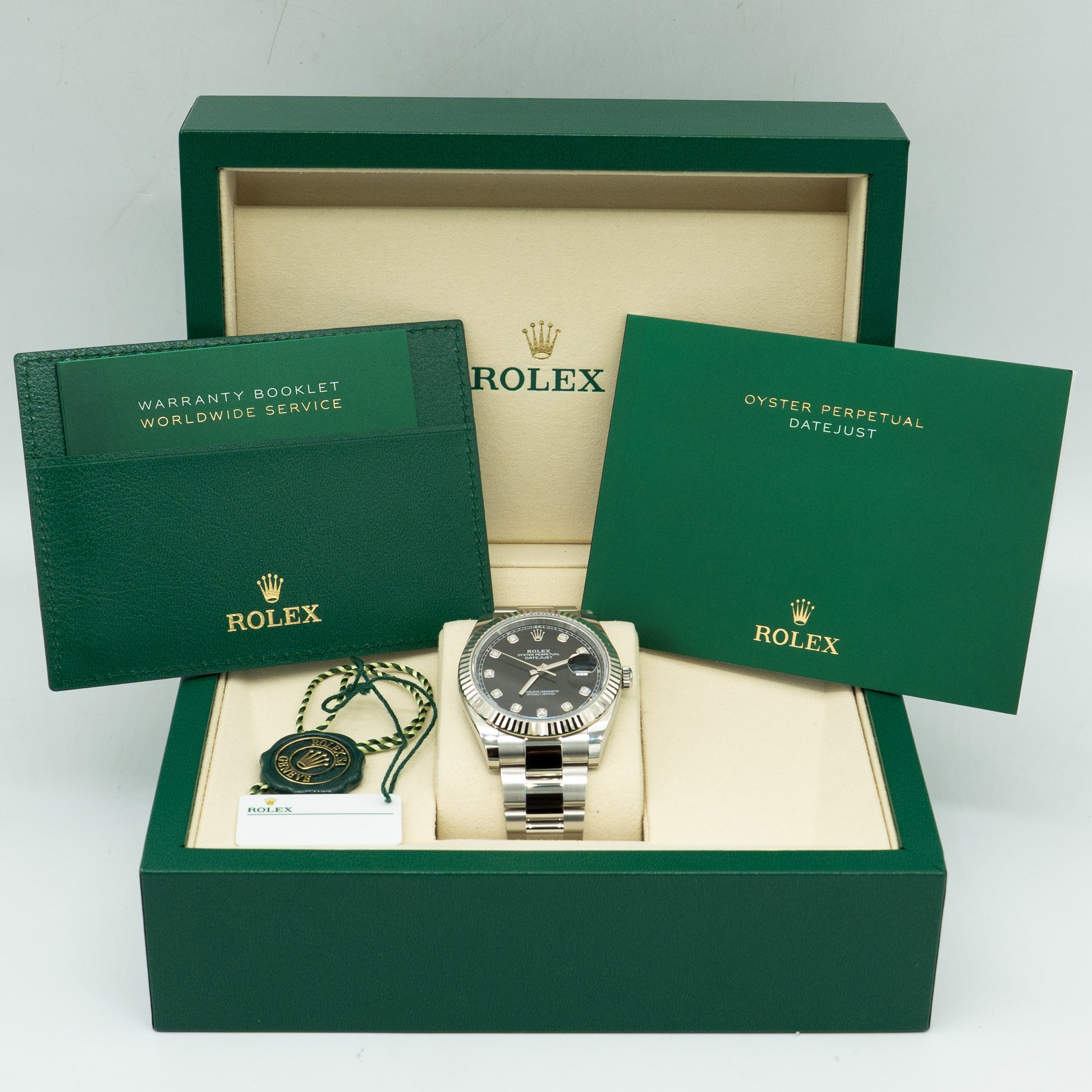 Rolex Datejust 41mm Stainless Steel Factory Black Diamond Dial 126334