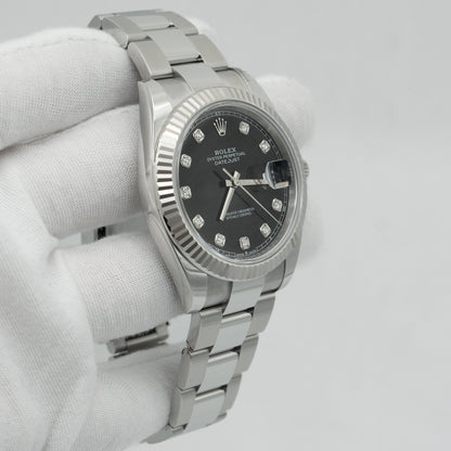 Rolex Datejust 41mm Stainless Steel Factory Black Diamond Dial 126334