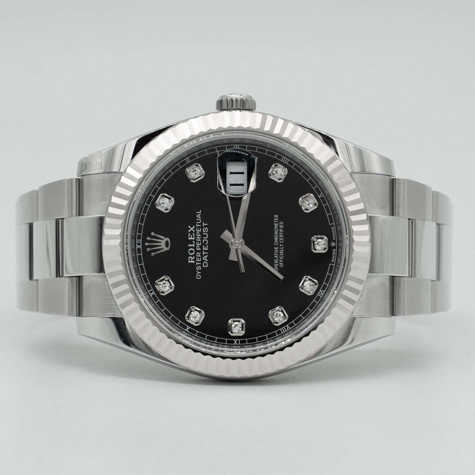 Rolex Datejust 41mm Stainless Steel Factory Black Diamond Dial 126334