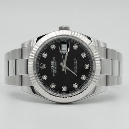 Rolex Datejust 41mm Stainless Steel Factory Black Diamond Dial 126334