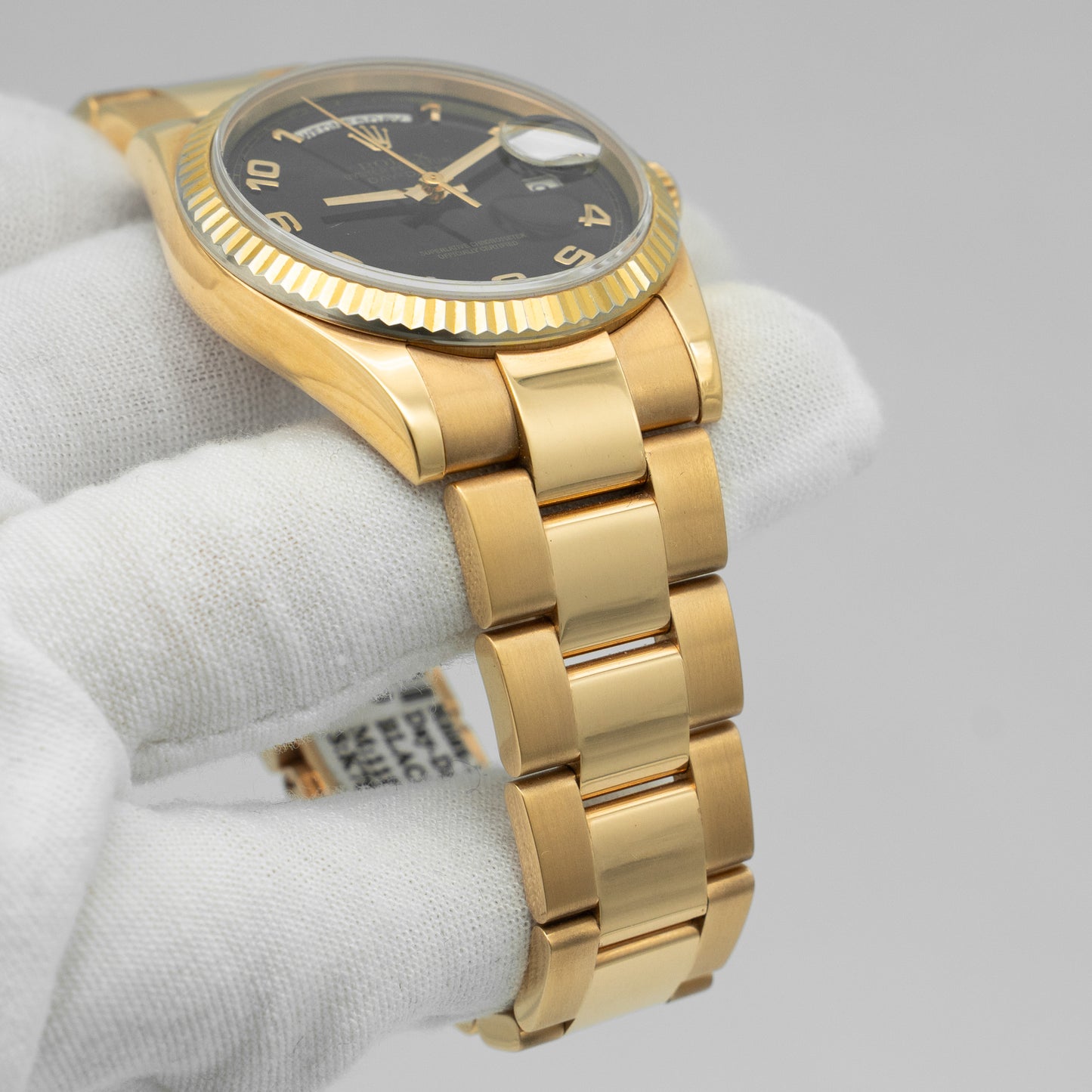 Rolex President Day-Date 118205 Everose Gold Watch Black Dial 36mm