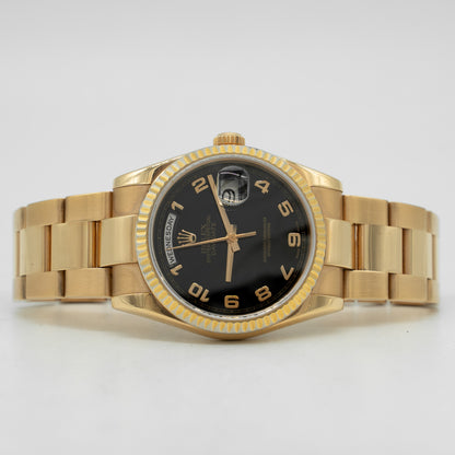 Rolex President Day-Date 118205 Everose Gold Watch Black Dial 36mm