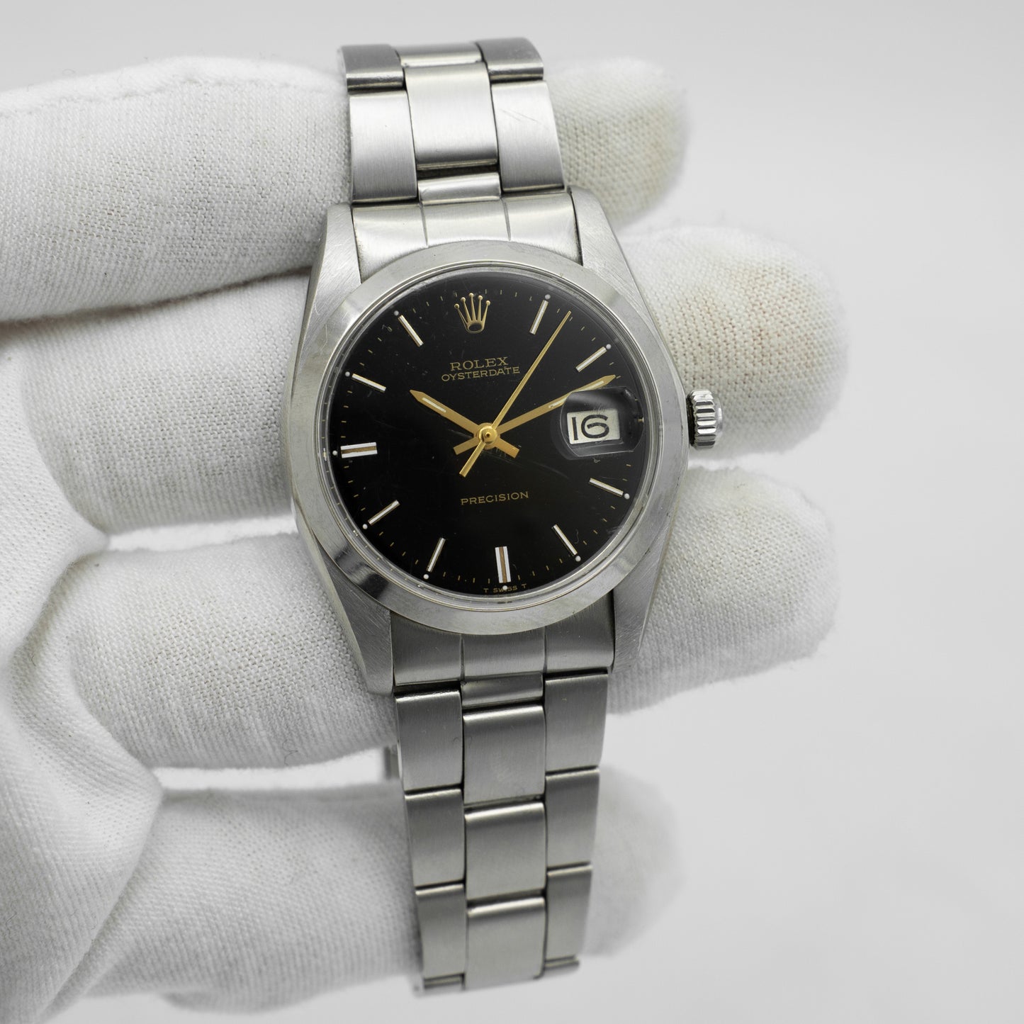 Rolex Oysterdate Precision 6694 Black Dial Oyster Bracelet 34mm