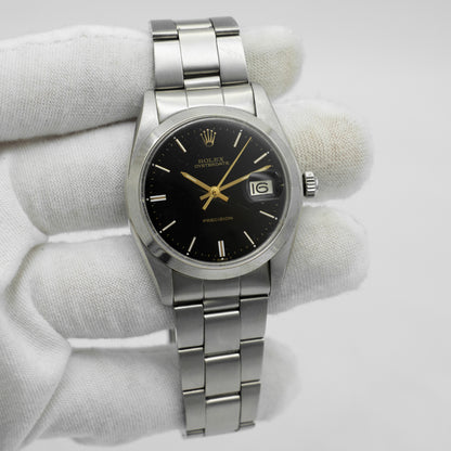 Rolex Oysterdate Precision 6694 Black Dial Oyster Bracelet 34mm