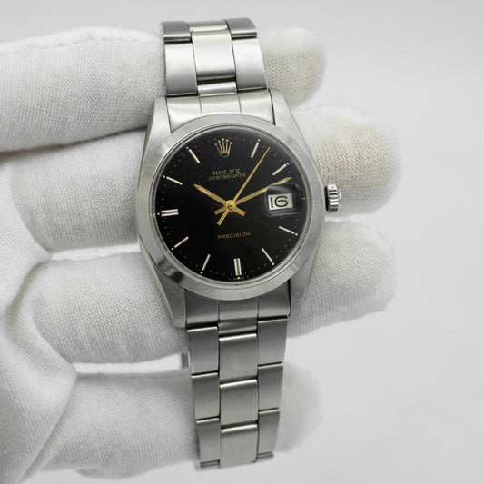 Rolex Oysterdate Precision 6694 Black Dial Oyster Bracelet 34mm