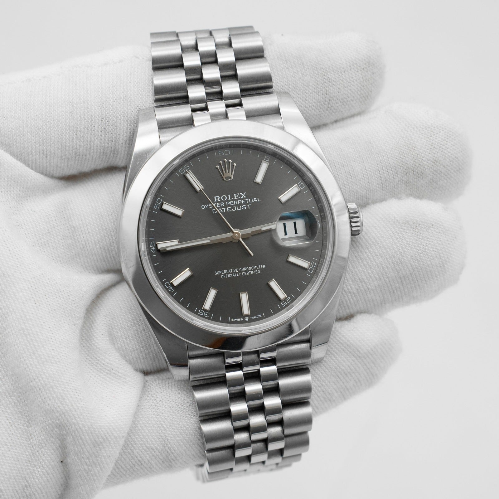 Rolex Datejust 41mm 126300 Jubilee Bracelet with Rhodium dial