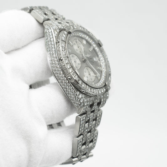 Breitling Crosswind Automatic Stainless Steel Silver Dial A13355 Iced Out 43mm