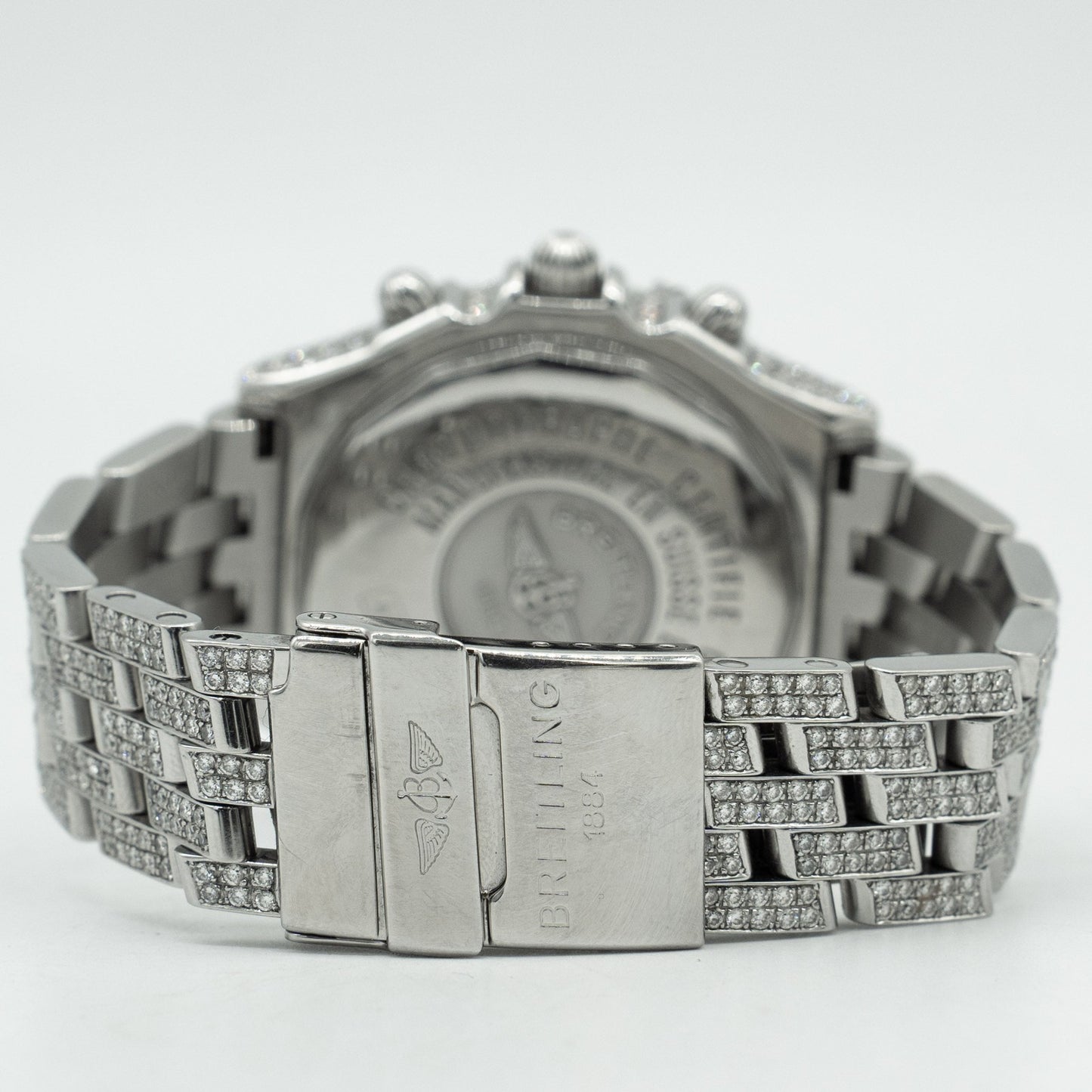 Breitling Crosswind Automatic Stainless Steel Silver Dial A13355 Iced Out 43mm