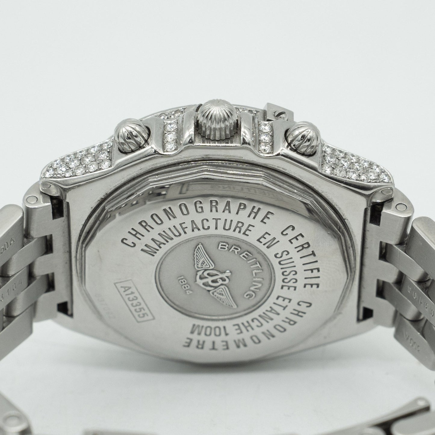 Breitling Crosswind Automatic Stainless Steel Silver Dial A13355 Iced Out 43mm