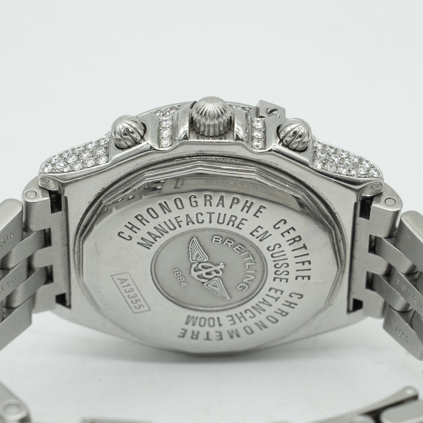 Breitling Crosswind Automatic Stainless Steel Silver Dial A13355 Iced Out 43mm