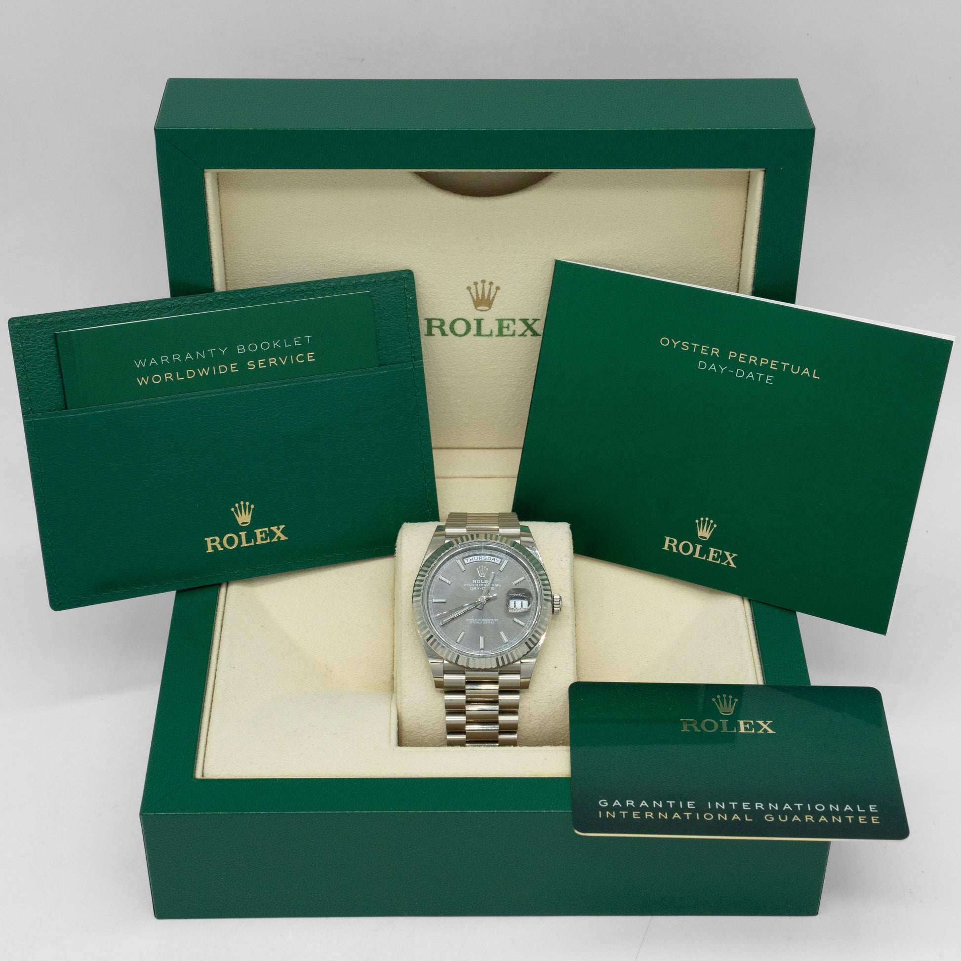 Rolex Day Date 40 18K White Gold 228239 B&P 2022