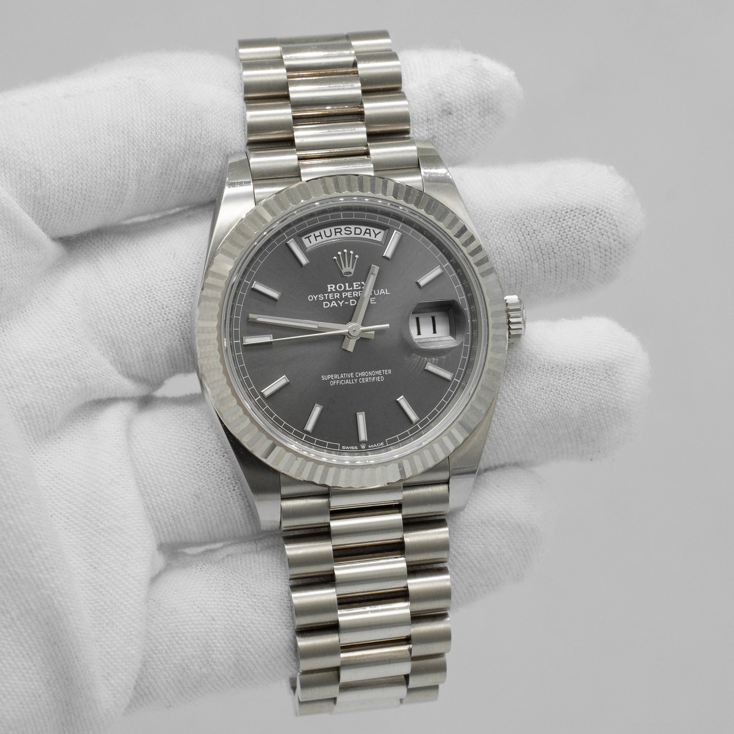 Rolex Day Date 40 18K White Gold 228239 B&P 2022