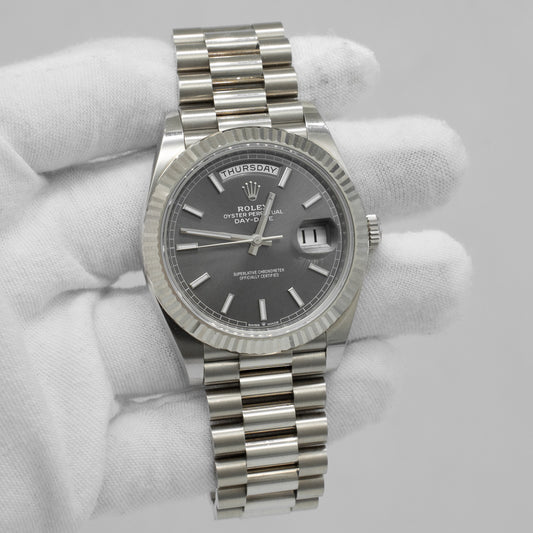 Rolex Day Date 40MM 18K White Gold 228239 Grey Dial