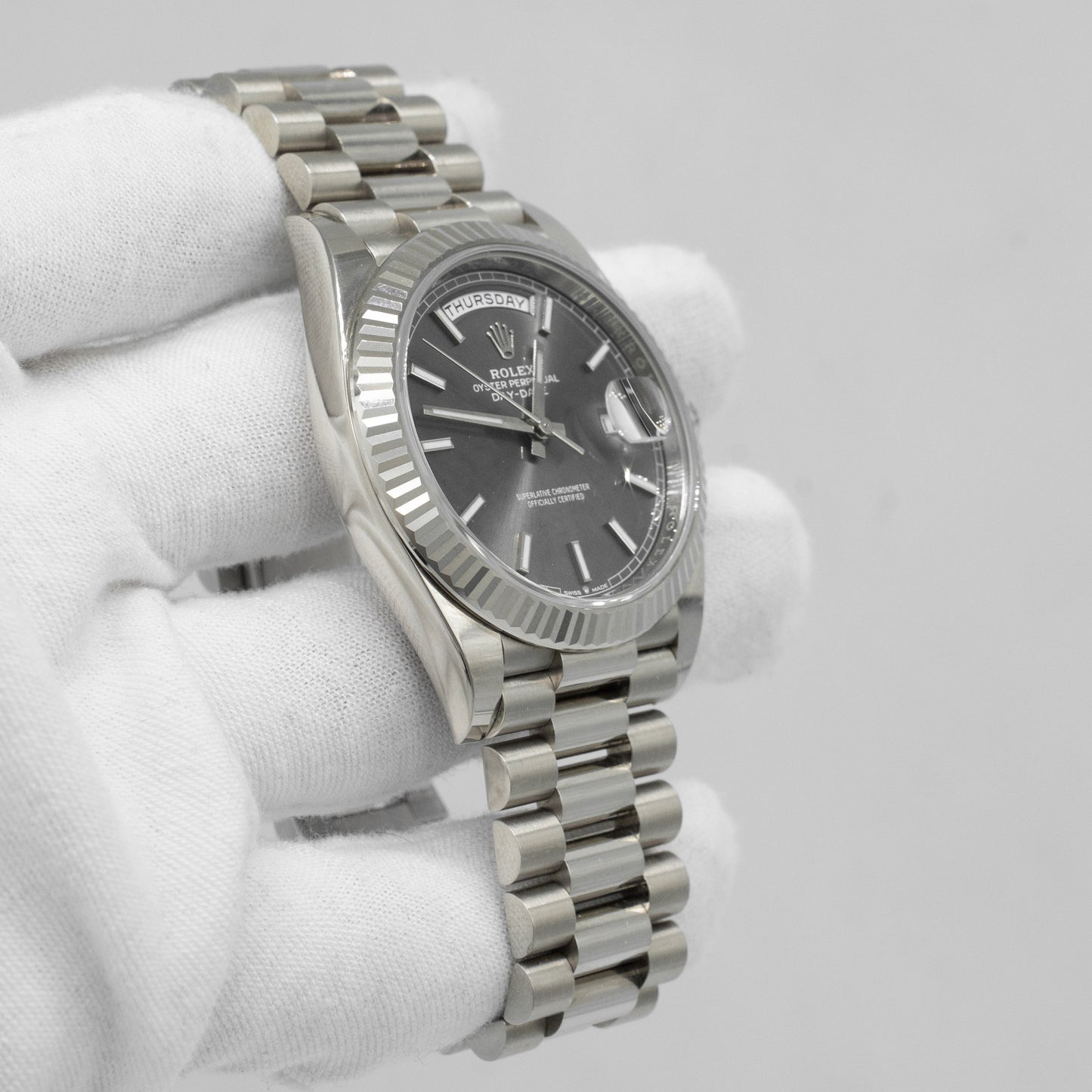 Rolex Day Date 40 18K White Gold 228239 B&P 2022
