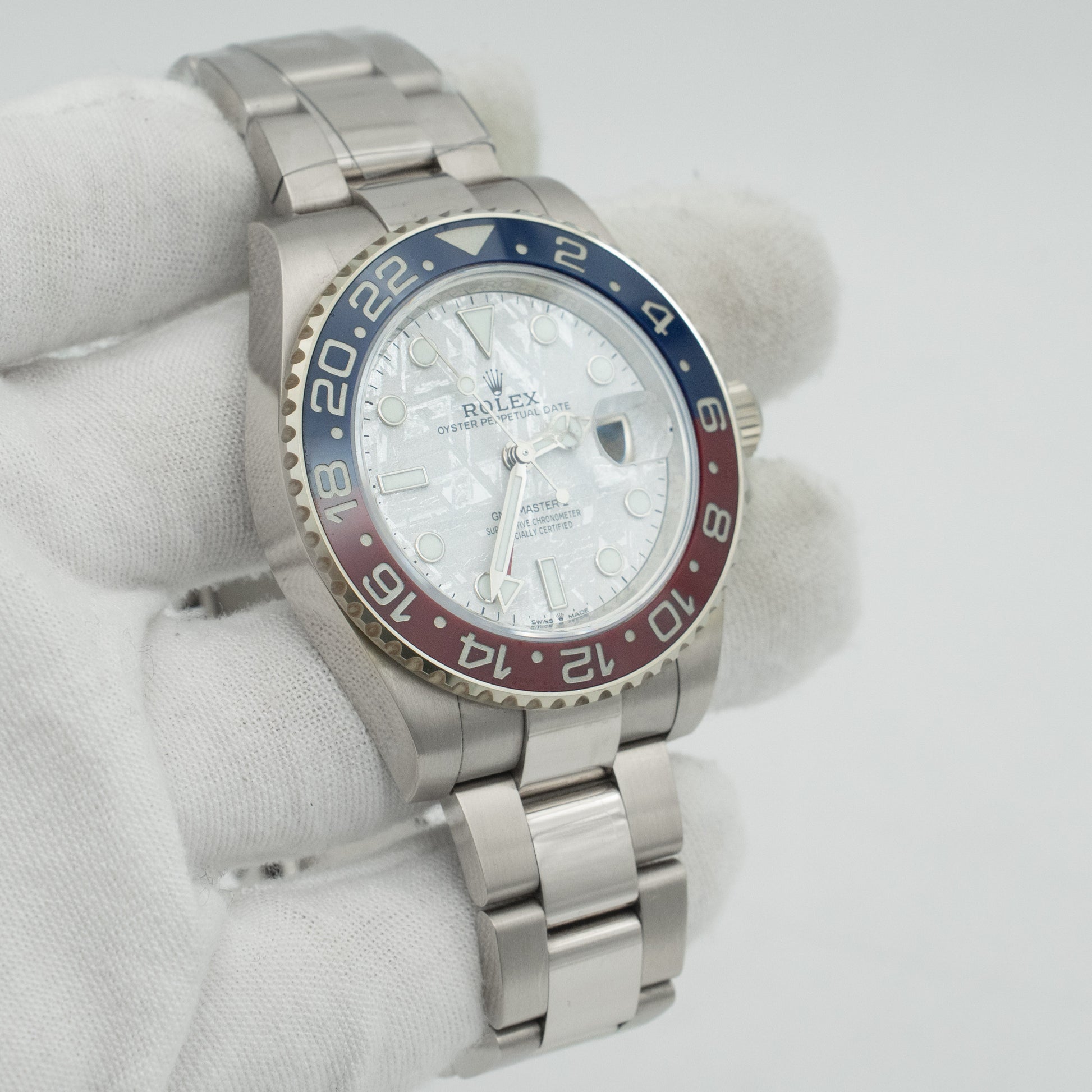 Rolex GMT Master II Pepsi Meteorite Dial White Gold 40mm 126719BLRO